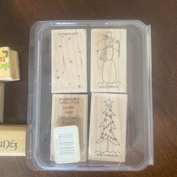 Lot of 15 Wood Mounted Rubber Stamps Holiday School + 30 Outline Alphabet Stamps - Picture 2 of 8